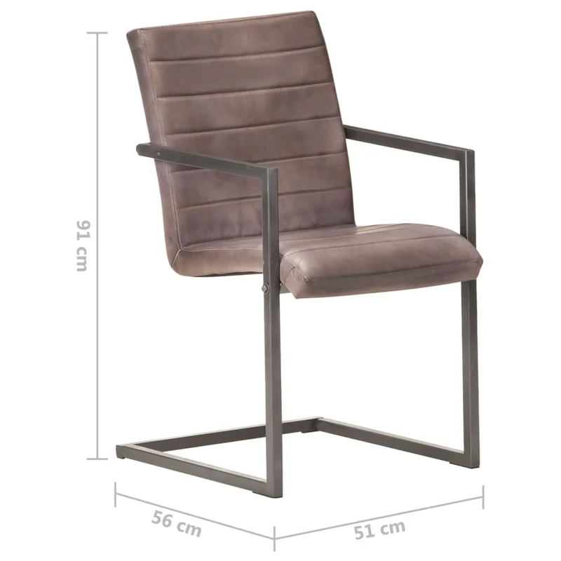 Lot de 4 chaises de salle à manger cuisine cantilever design rétro cuir véritable marron CDS021393