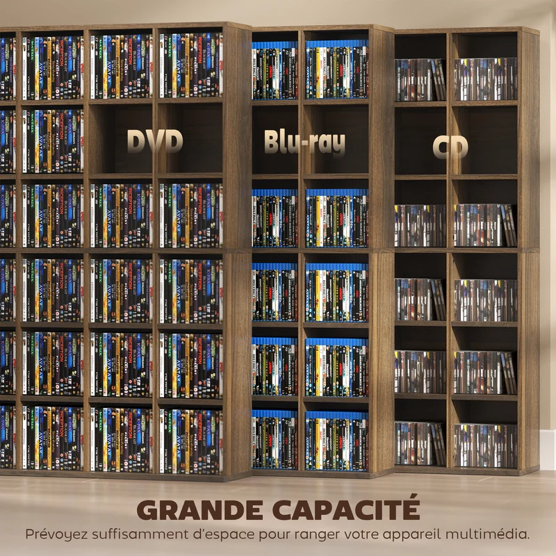 Étagère multimédia 89 x 20 x 130.5 cm grande capacité étagères réglables contemporain en panneaux de particules marron 21_0002380