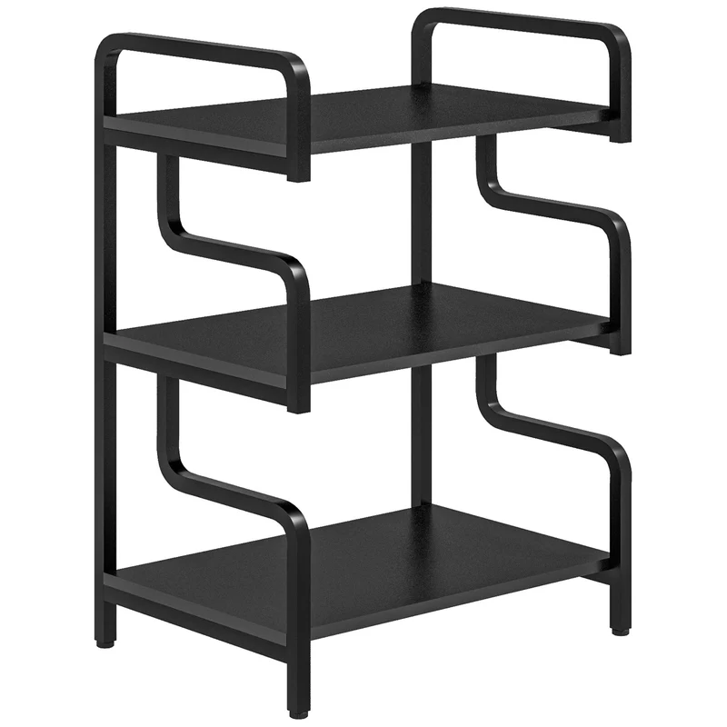 Étagère de rangement 3 niveaux salon bureau cuisine 55 x 40 x 77 cm charge 60 kg style industriel épuré en acier noir 21_0002935