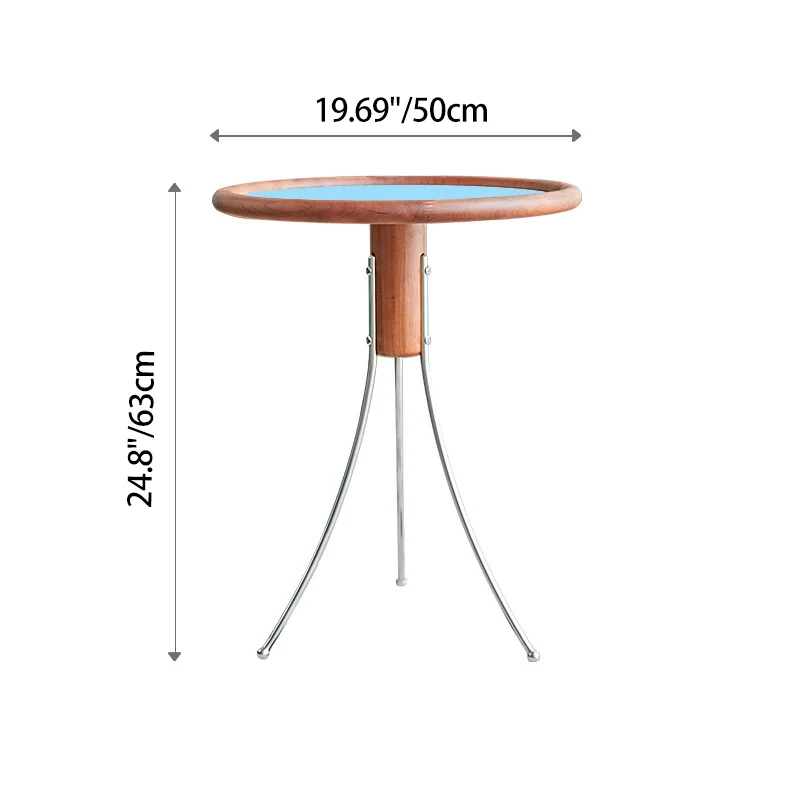Modern Minimalist Cherry Wood Plywood Stainless Steel Jellyfish-Shaped End Table 1-Tier For Living Room