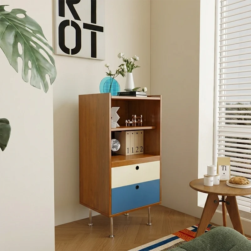 Contemporary Scandinavian Particle Board Stainless Steel Rectangular Large-Capacity Organized Storage Cabinet 2-Drawer For Living Room