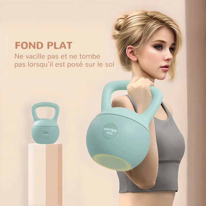 Poids russe musculation cardio 19 x 19 x 28 cm prise large antidérapante base plate design moderne en plastique vert 21_0006845