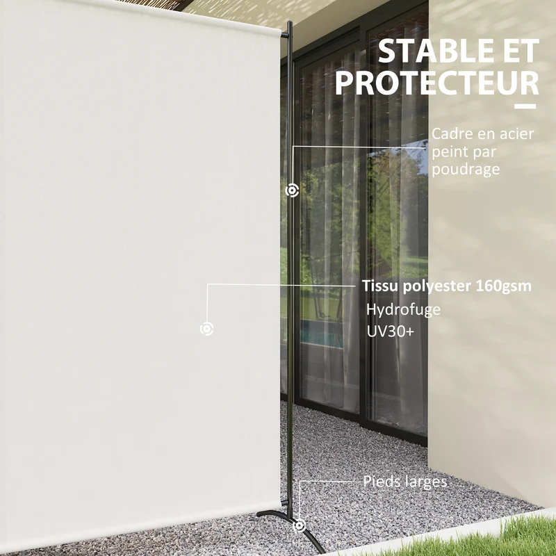 Paravent extérieur panneau unique séparateur jardin 180 x 50 x 180 cm intimité uv30+ moderne épuré en polyester beige 21_0005686