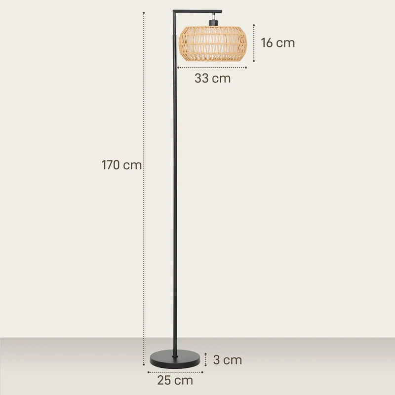 Lampadaire sur pied salon 52 x 33 x 170 cm variateur télécommande abat-jour double couche contemporain en acier noir 21_0007070