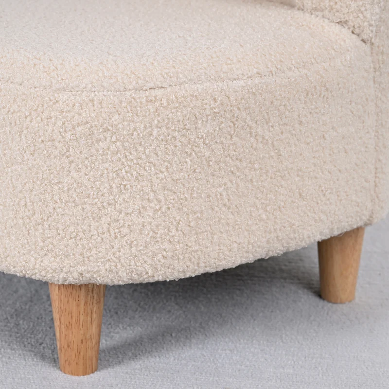 Fauteuil enfant canapé ourson 47 x 43 x 53 cm doux sécurisé dossier oreilles d'ours scandinave tendance en polaire beige 21_0000132
