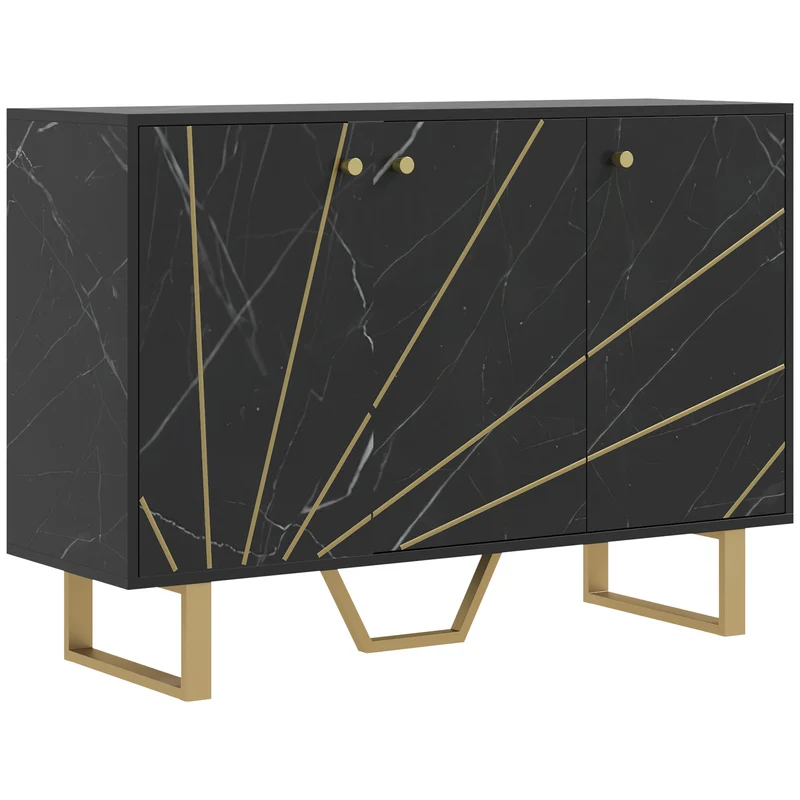 Buffet de rangement salon 107 x 35 x 75 cm rangement spacieux étagères réglables moderne en panneau de particules noir 21_0003417