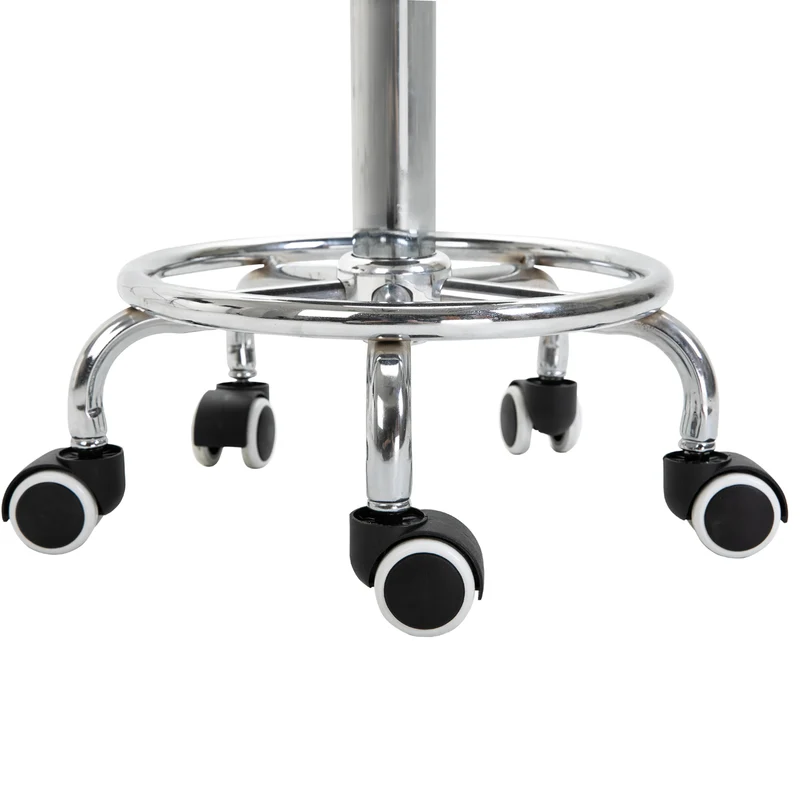 Tabouret à roulettes assise rembourrée 42 x 50-64 cm réglable pivotant ergonomique salon moderne en polyuréthane noir 21_0000813