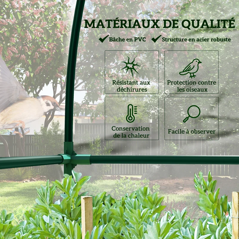 Serre adossée jardin 143 x 118 x 212 cm deux portes zippées rallonge 10 cm style contemporain moderne en PVC transparent 21_0004234