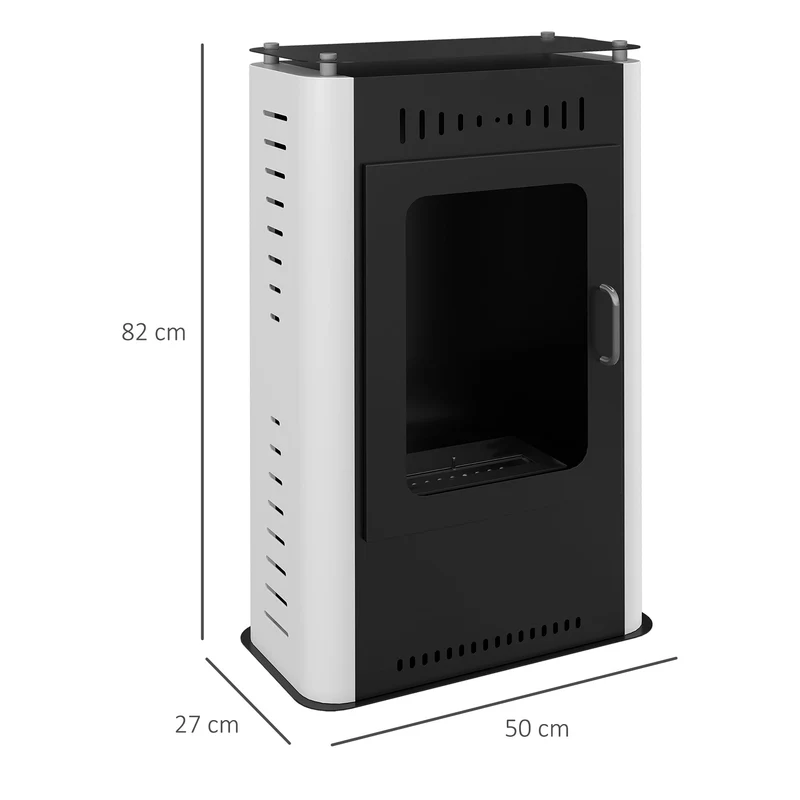 Poêle à éthanol sur pied 50 x 27 x 82 cm chauffe 20 à 25 m² durée 3h ambiance cosy contemporain en acier inoxydable noir 21_0001131