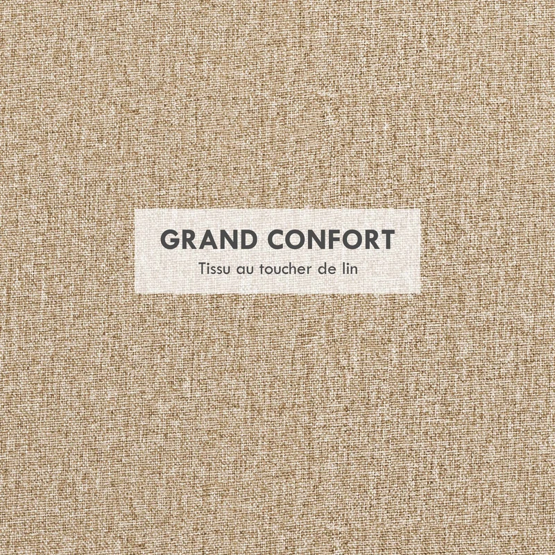 Pouf coffre rond 56 x 56 x 42 cm assise et rangement idéal pour salon contemporain scandinave en tissu polyester beige 21_0002923