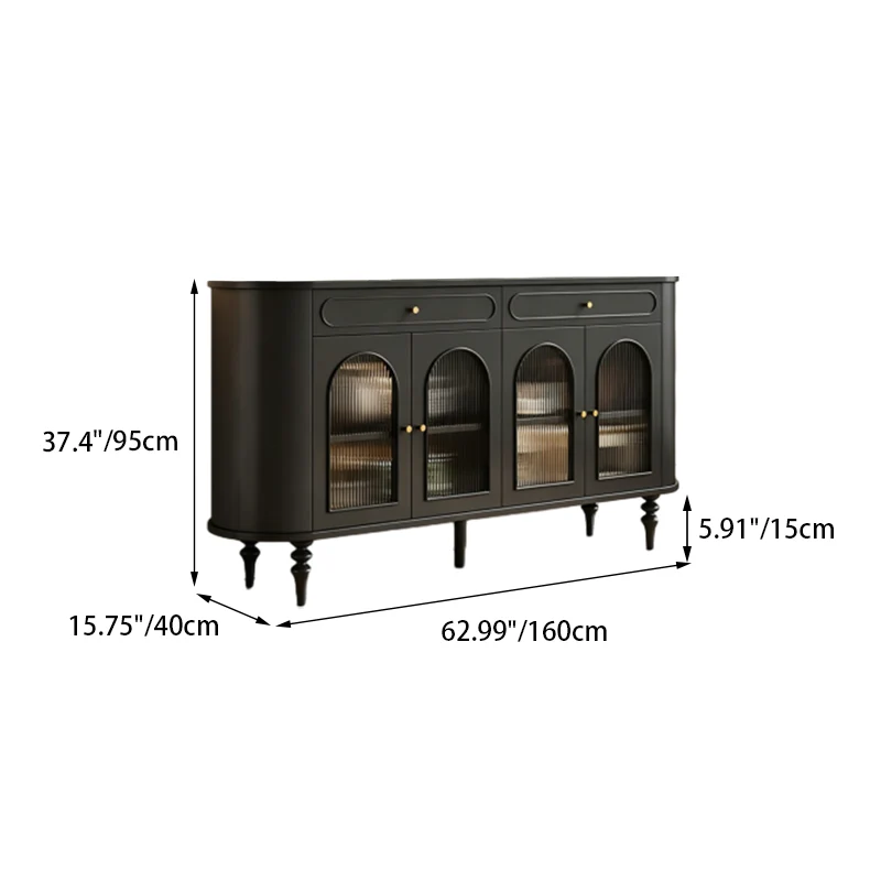 Traditional French Engineered Wood MDF Oval Roman Column Storage Cabinet With 2 Drawers For Living Room