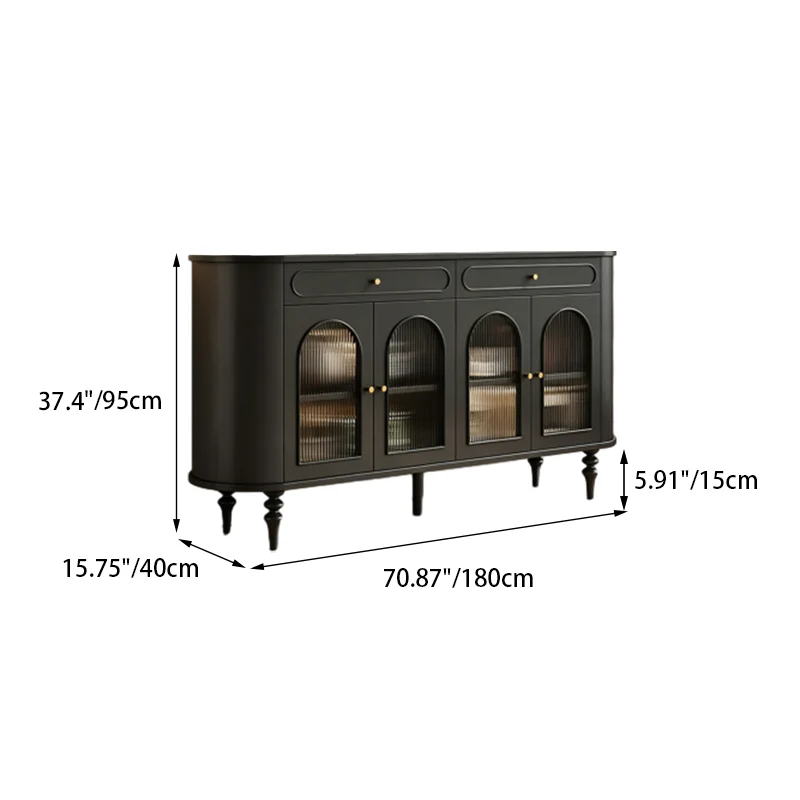 Traditional French Engineered Wood MDF Oval Roman Column Storage Cabinet With 2 Drawers For Living Room