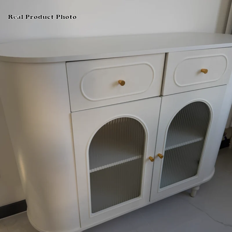 Traditional French Engineered Wood MDF Oval Roman Column Storage Cabinet With 2 Drawers For Living Room