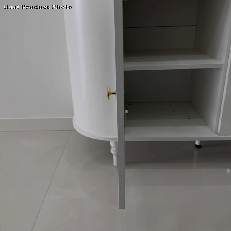 Traditional French Engineered Wood MDF Oval Roman Column Storage Cabinet With 2 Drawers For Living Room