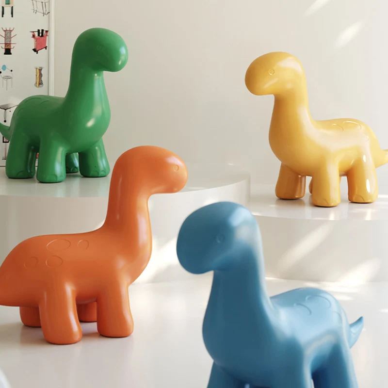 Modern Art Deco PE Plastic Cartoon Dinosaur Anti-Tip Design Kids Low Stool Backless Armless For Entryway & Hallway