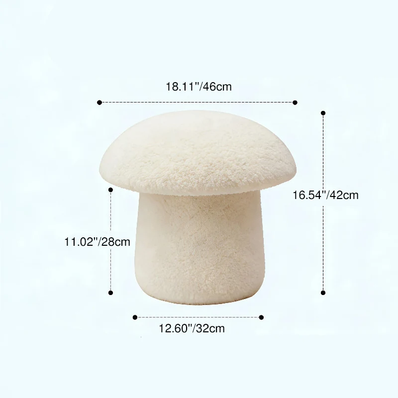 Modern Art Deco Velvet Fabric Molded Cotton Metal Mushroom Kids Low Stool Backless Armless For Entryway & Hallway