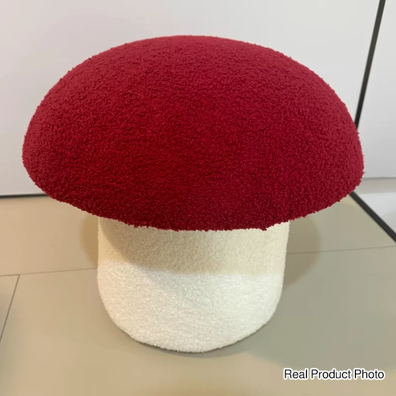 Modern Art Deco Velvet Fabric Molded Cotton Metal Mushroom Kids Low Stool Backless Armless For Entryway & Hallway