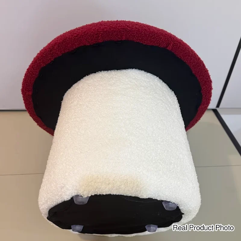 Modern Art Deco Velvet Fabric Molded Cotton Metal Mushroom Kids Low Stool Backless Armless For Entryway & Hallway