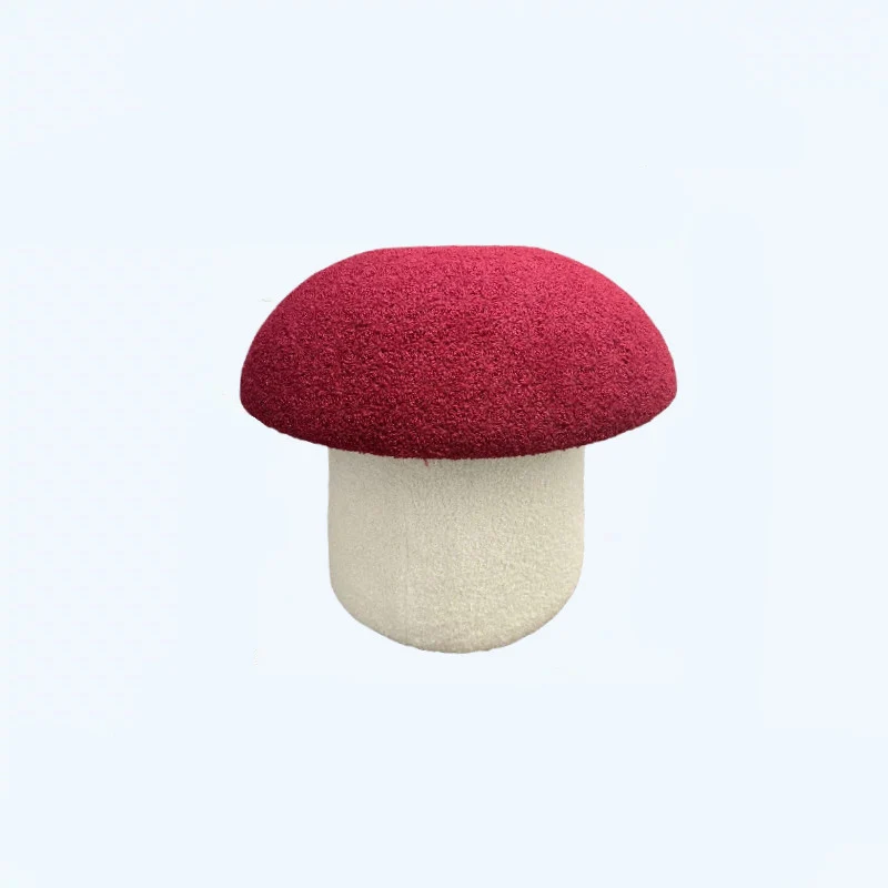 Modern Art Deco Velvet Fabric Molded Cotton Metal Mushroom Kids Low Stool Backless Armless For Entryway & Hallway