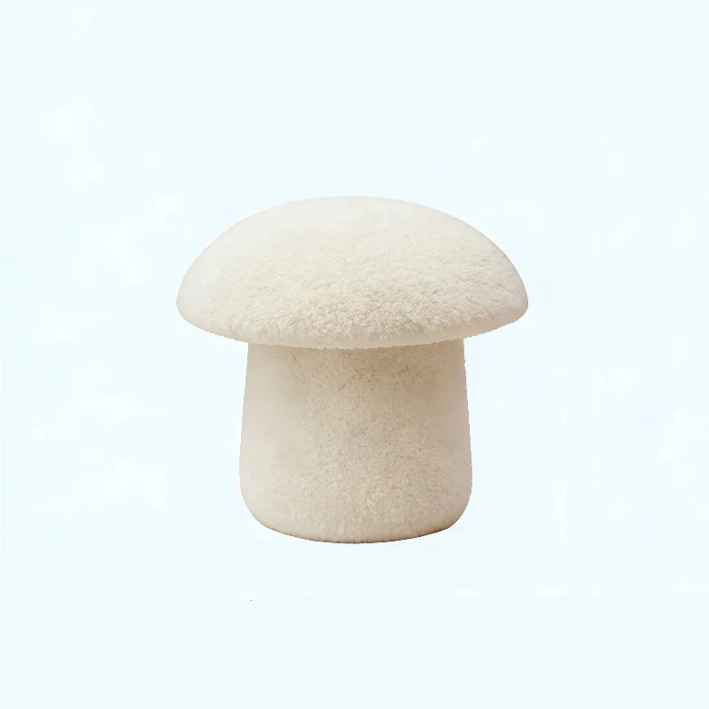 Modern Art Deco Velvet Fabric Molded Cotton Metal Mushroom Kids Low Stool Backless Armless For Entryway & Hallway