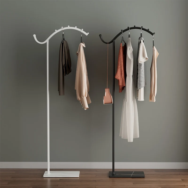 Contemporary Industrial Lightweight Rock Slab Iron Curved-Line Hall Tree 1-Tier For Entryway & Hallway