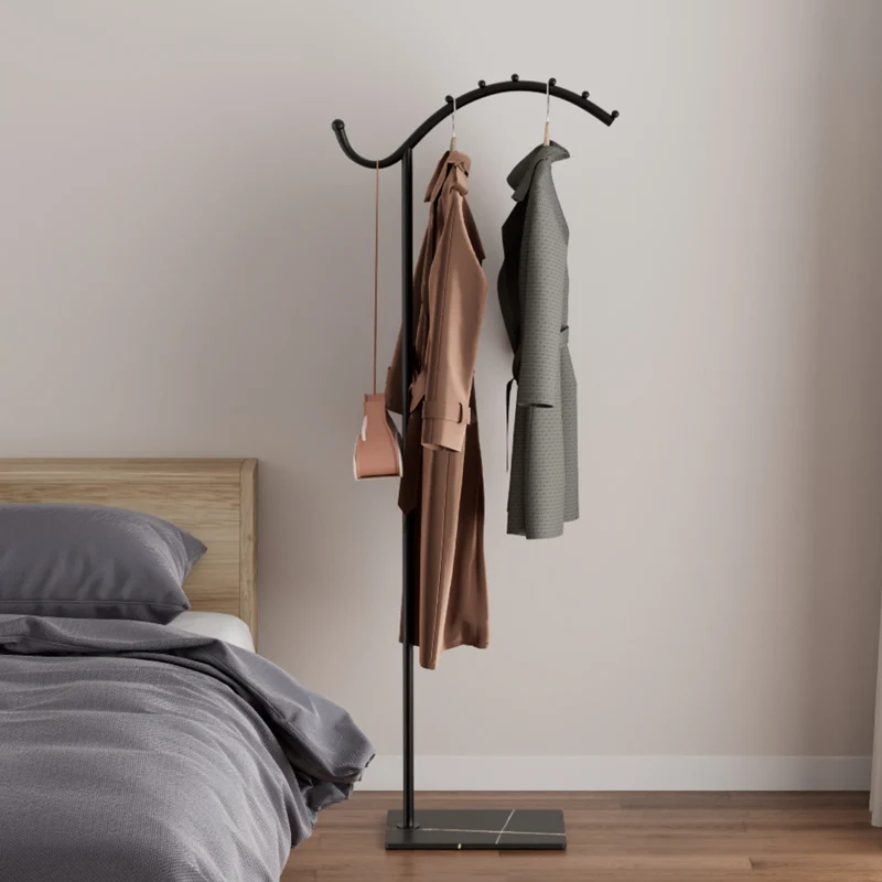 Contemporary Industrial Lightweight Rock Slab Iron Curved-Line Hall Tree 1-Tier For Entryway & Hallway