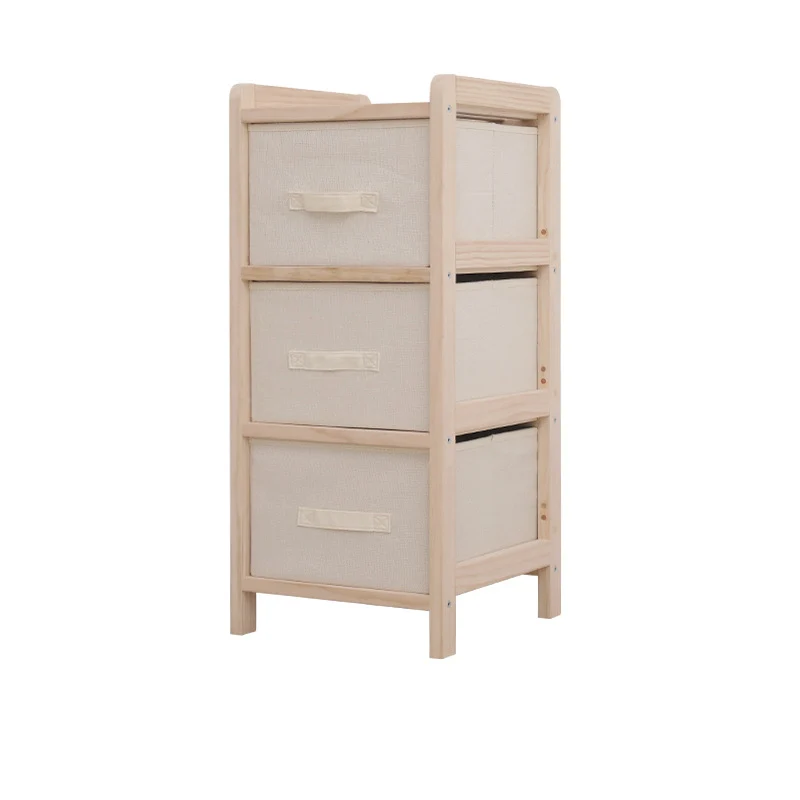 Contemporary Nordic Plywood Oxford Fabric Rectangular Storage Shelf With 3-4 Storage Organizer For Bedroom & Living Room