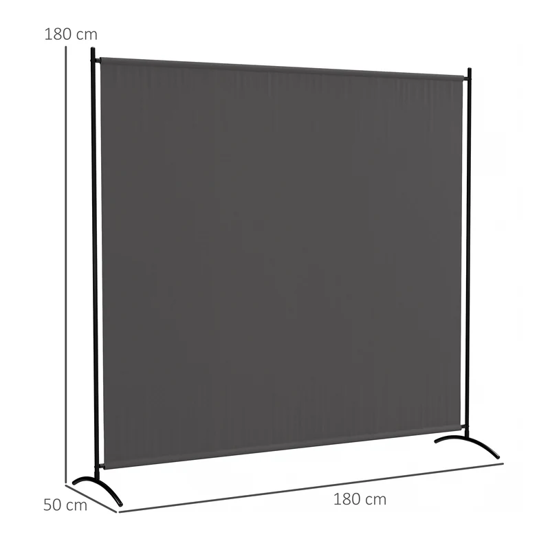 Paravent extérieur panneau 180 x 50 x 180 cm protection uv30+ tissu déperlant design salon pieds en polyester gris foncé 21_0005687