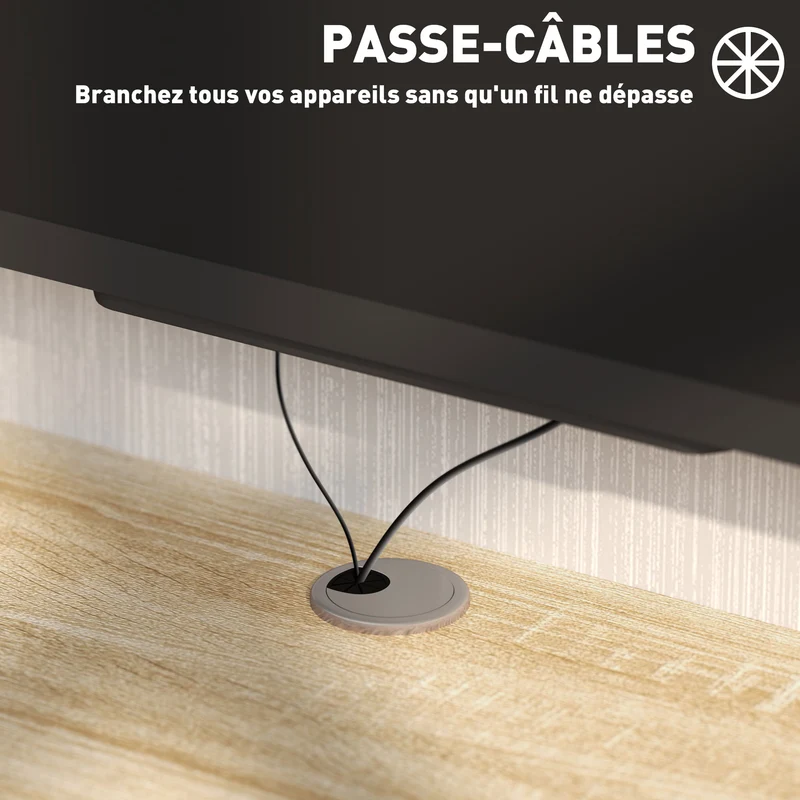 Meuble tv mural flottant 152,4 x 29,8 x 21 cm passe-fils gain de place moderne en panneau de particules chêne clair 21_0001829