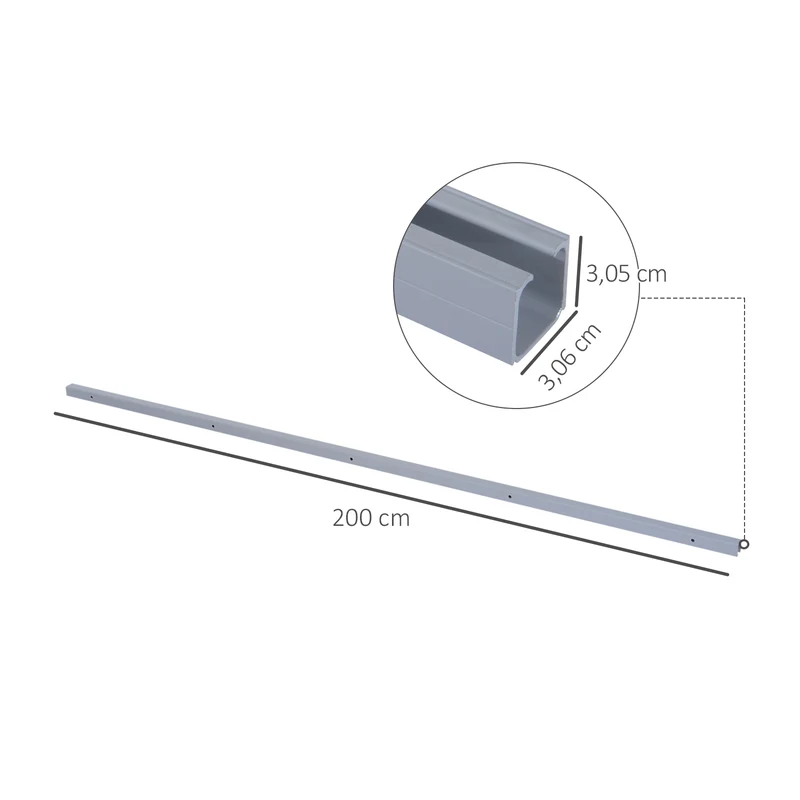 Kit porte coulissante bois 35-45 mm 200 x 3,05 x 3,06 cm gain de place montage simple style contemporain en MDF brun 21_0007140