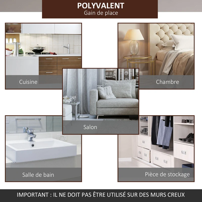 Kit porte coulissante bois 35-45 mm 200 x 3,05 x 3,06 cm gain de place montage simple style contemporain en MDF brun 21_0007140