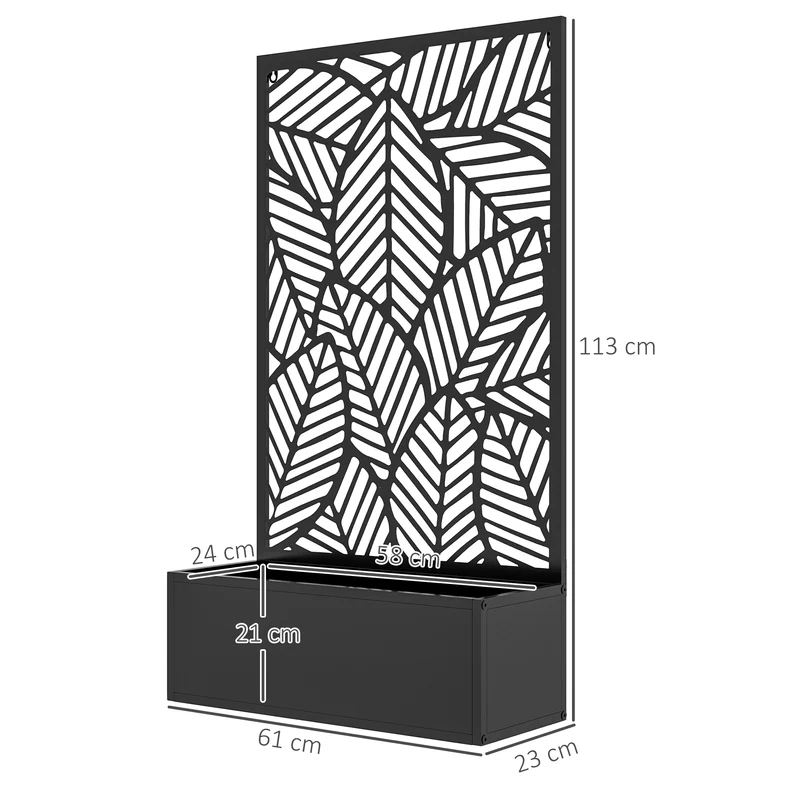 Jardinière paravent treillis 61 x 23 x 113 cm support pour plantes grimpantes séparation d'espace design en métal noir 21_0004331