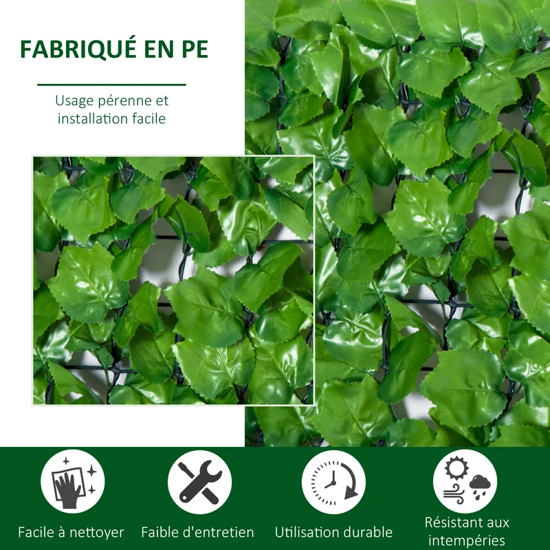 Haie artificielle brise-vue 300 x 100 cm intimité optimale facile à installer décoratif tendance en polyéthylène vert 21_0003931