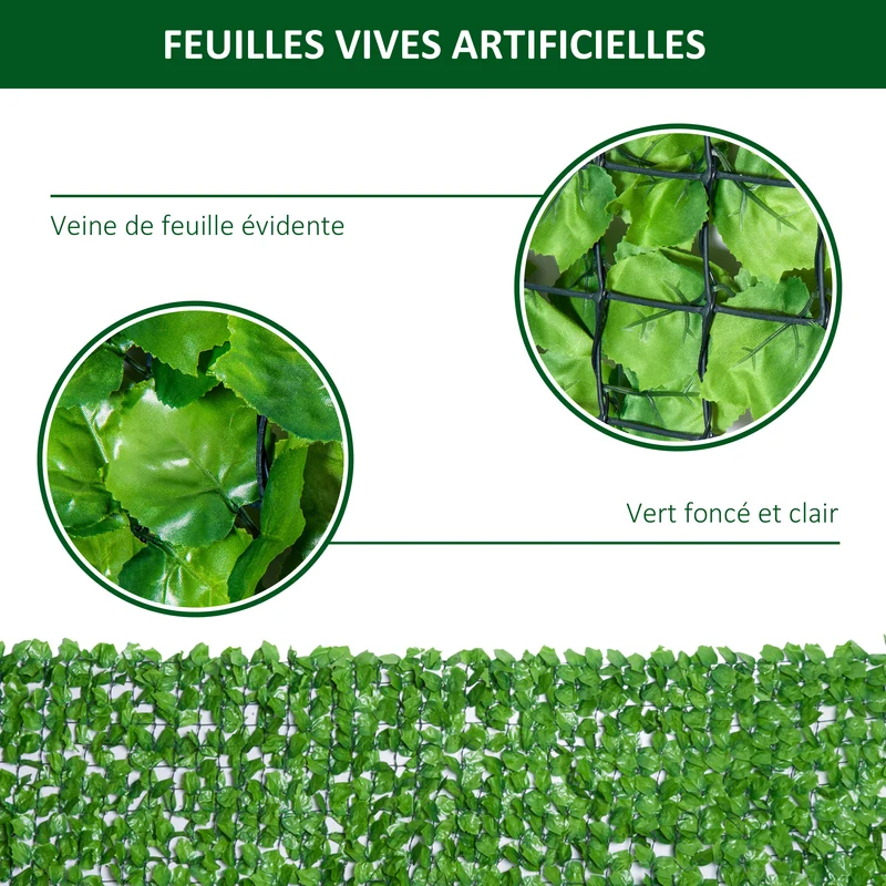 Haie artificielle brise-vue 300 x 100 cm intimité optimale facile à installer décoratif tendance en polyéthylène vert 21_0003931