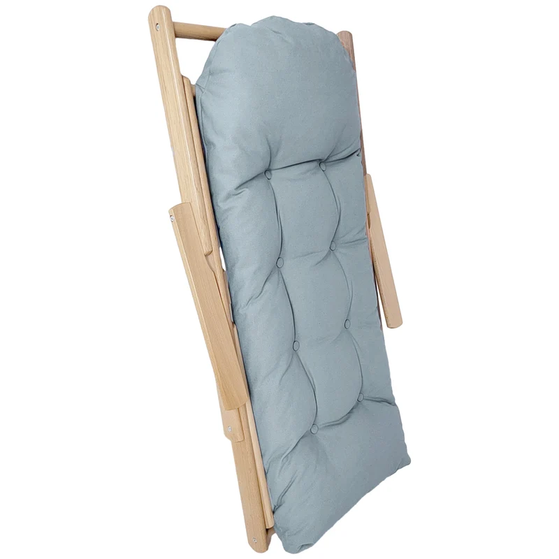 Fauteuil pliable salon 71 x 89 x 96 cm dossier inclinable 3 positions coussin capitonné épais scandinave en bois gris 21_0003072