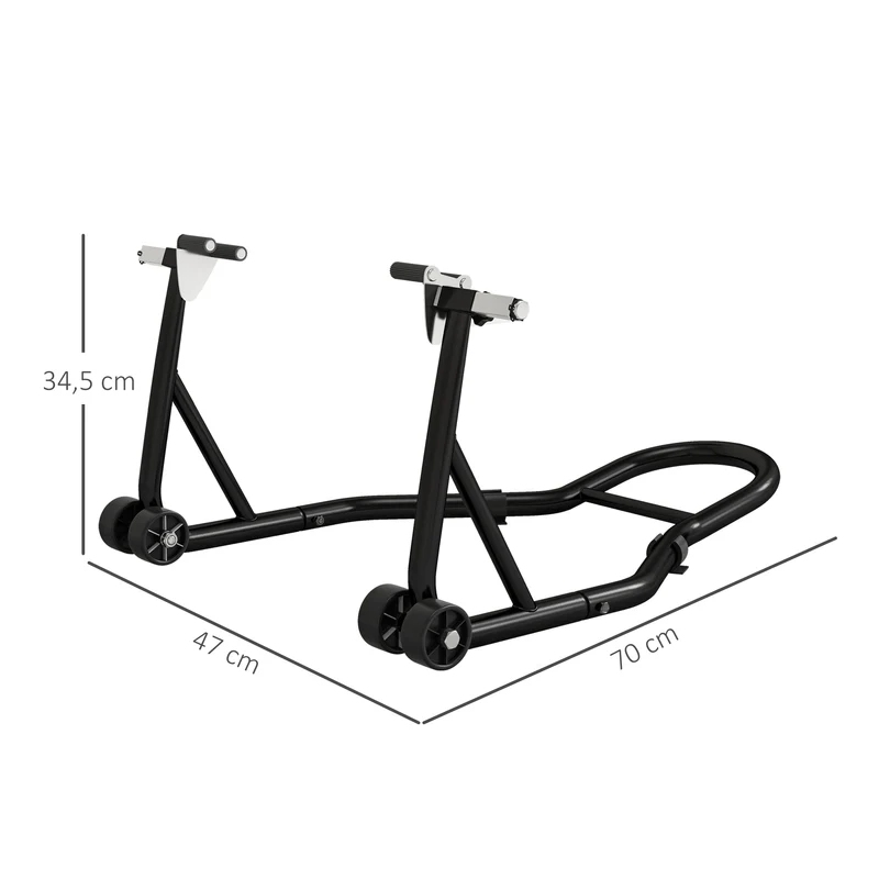 Béquille avant pour moto levage sécurisé 70 x 47 x 34.5 cm stabilité antidérapante industriel contemporain en acier noir 21_0007192
