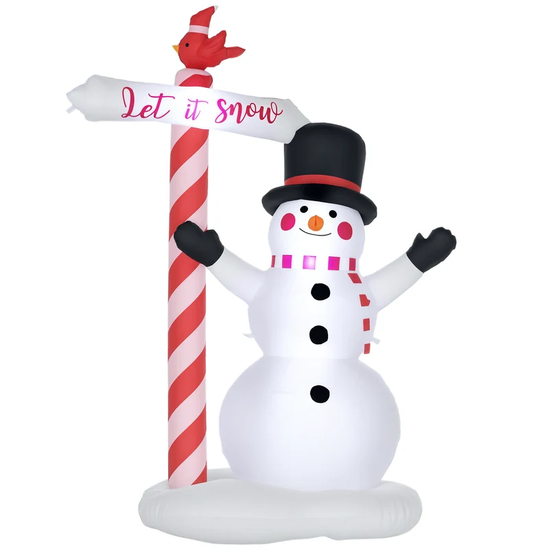 Bonhomme de neige gonflable extérieur 135 x 75 x 213 cm led blanches imperméable ip44 décoratif en polyester blanc 21_0003978