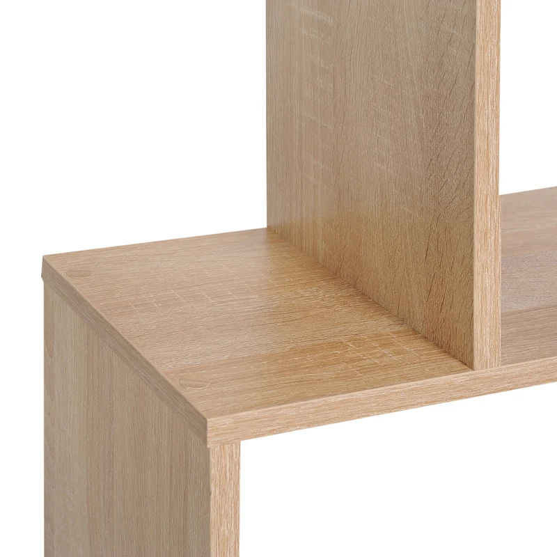 Bibliothèque étagère zigzag 80 x 23 x 192 cm 6 niveaux rangement contemporain en panneaux de particules chêne clair 21_0001715