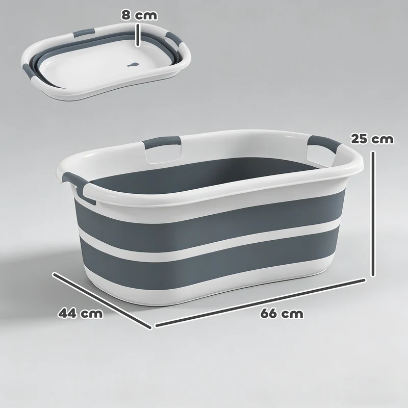Baignoire pour chien pliable pour bain intérieur jardin 66 x 44 x 98,5 cm bouchon vidange capacité 27 L épuré en PP gris 21_0007278