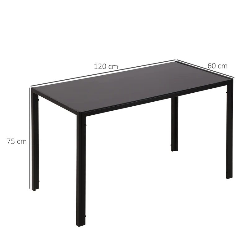 Table à manger pour 4 personnes 120 x 60 x 75 cm stable facile entretien moderne contemporain salon en verre trempé noir 21_0002235
