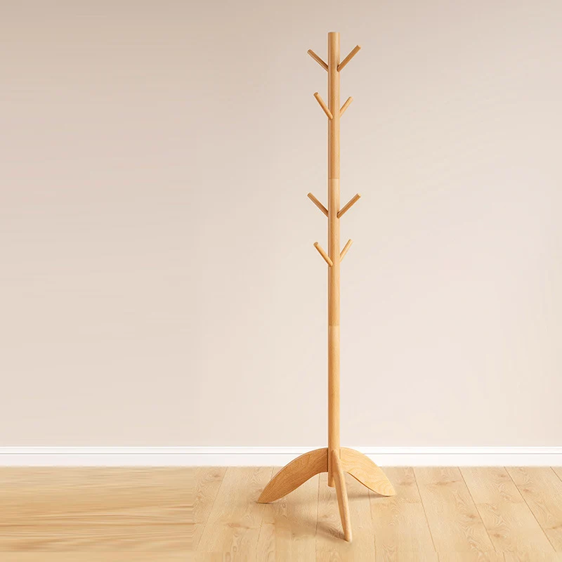 Modern Minimalist Solid Wood Rounded Hall Tree With 7/8 Hooks Stable Base For Bedroom & Entryway