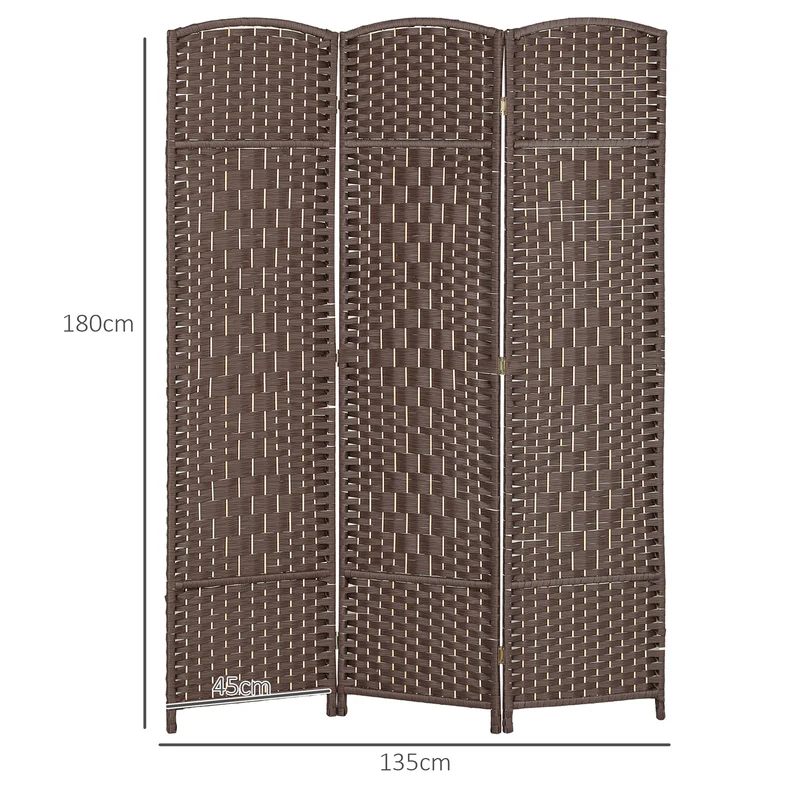 Paravent intérieur pliable 135 x 1.7 x 180 cm séparation intime léger style scandinave triptyque design en bois marron 21_0001329