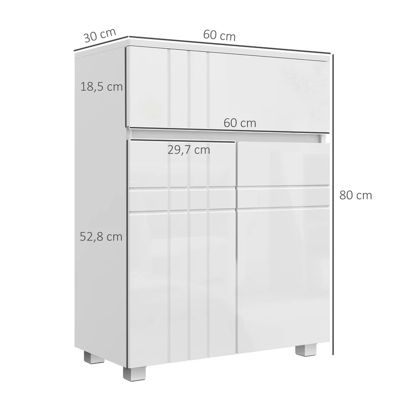 Meuble de salle de bain 60 x 30 x 80 cm 2 portes 1 tiroir étagère réglable utile moderne en panneau de particules blanc 21_0002003