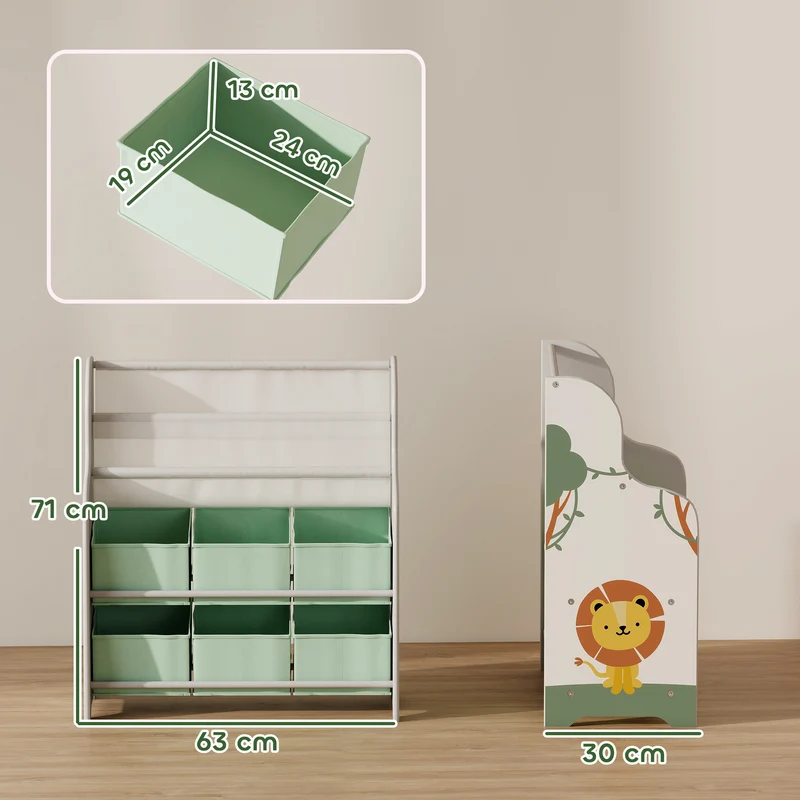 Meuble de rangement enfant 63 x 30 x 71 cm 6 tiroirs amovibles coins arrondis idéal chambre design décoratif en MDF vert 21_0000167