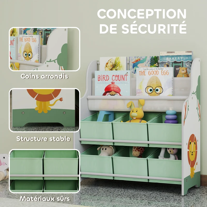 Meuble de rangement enfant 63 x 30 x 71 cm 6 tiroirs amovibles coins arrondis idéal chambre design décoratif en MDF vert 21_0000167