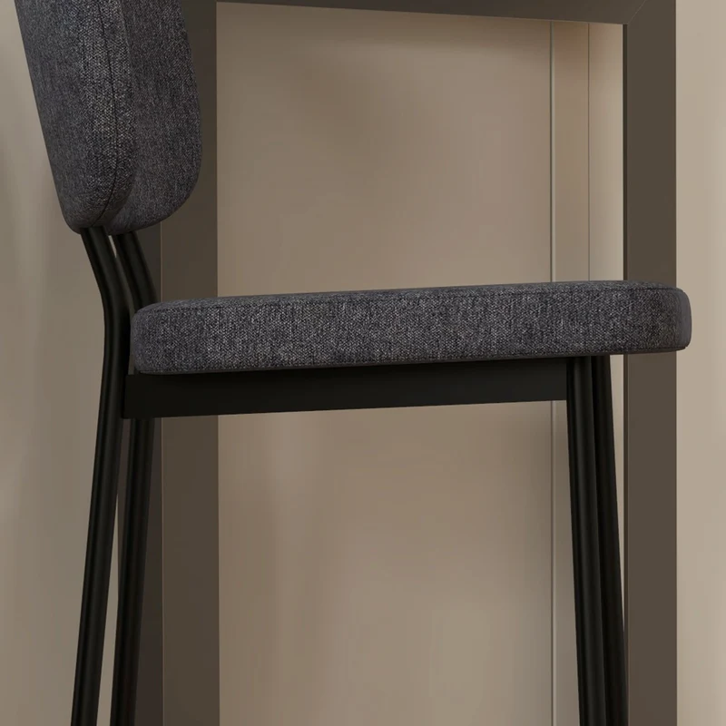 Lot de 2 tabourets de bar 41 x 46 x 90 cm assise rembourrée repose-pieds intégré style industriel en polyester gris 21_0003204