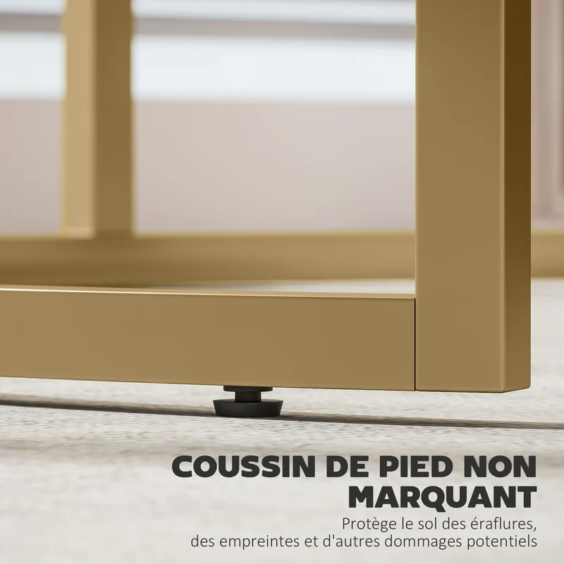Lot de 2 tables basses gigognes encastrables salon 78.5 x 78.5 x 46.5 cm gain de place modulable industriel en MDF blanc 21_0001810