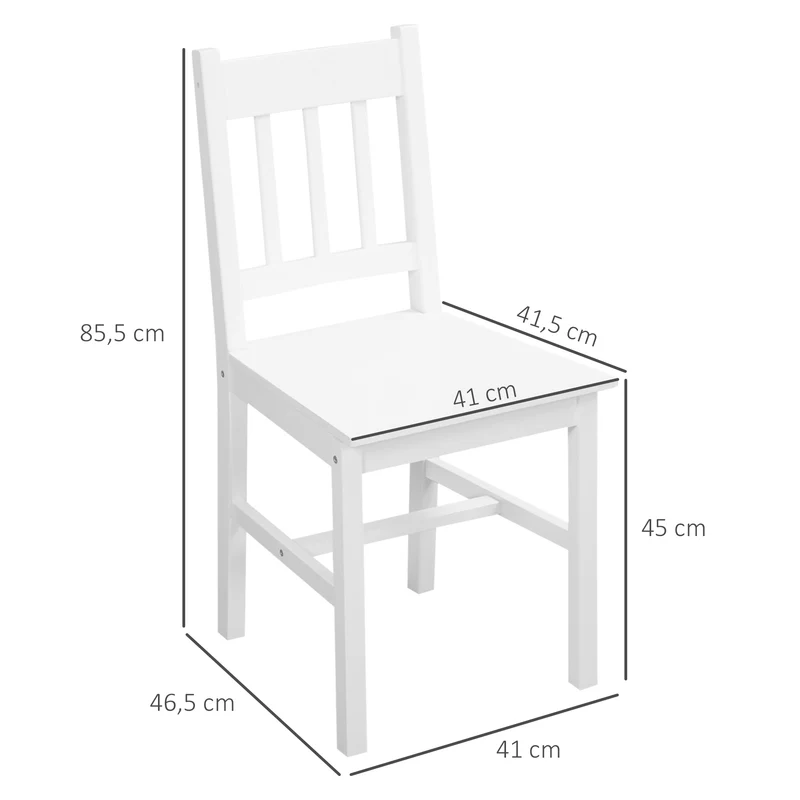 Lot de 2 chaises de salle à manger dossier lattes 41 x 46.5 x 85.5 cm assise ergonomique à monter rustique en bois blanc 21_0002347