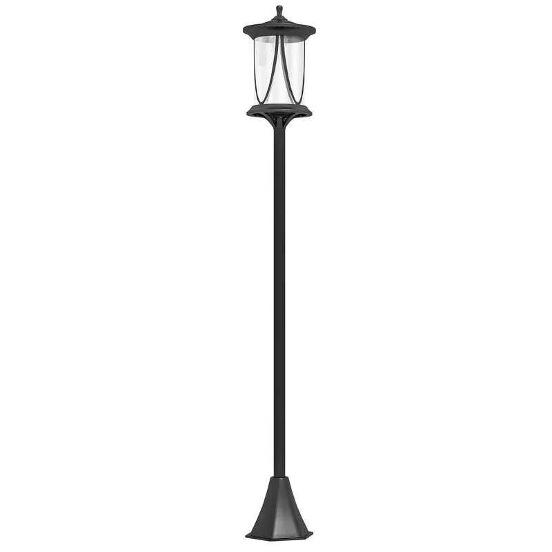 Lampadaire solaire extérieur piquet 17 x 17 x 127 cm allumage automatique 6 h ip44 contemporain minimaliste en abs noir 21_0006996