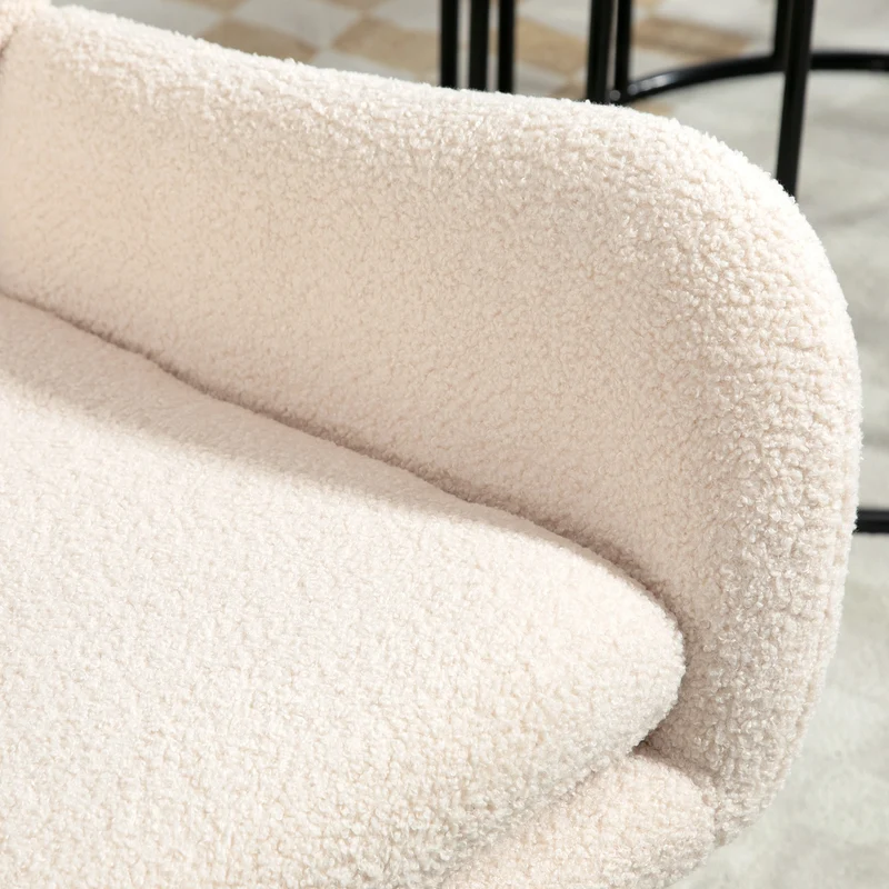 Fauteuil à bascule salon 66 x 100 x 93 cm assise 10 cm mousse balancement dossier incurvé moderne en polyester beige 21_0003187